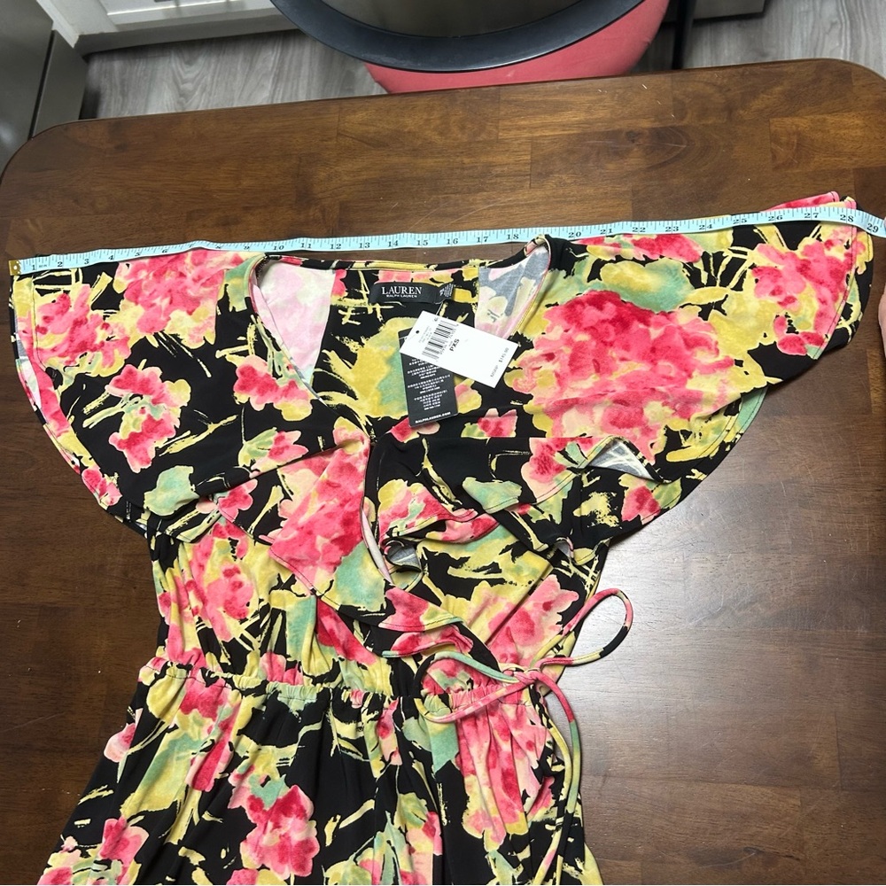 Lauren Ralph Lauren Floral Ruffle-Trim Surplice Jersey Top Size Petite XS - Picture 11 of 13